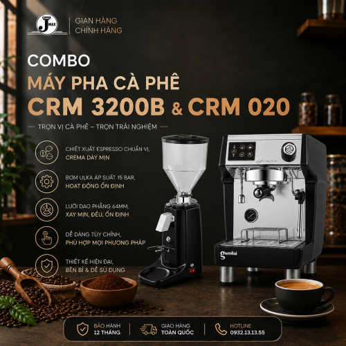Combo Máy Pha Cà Phê CRM 3200B & CRM 020