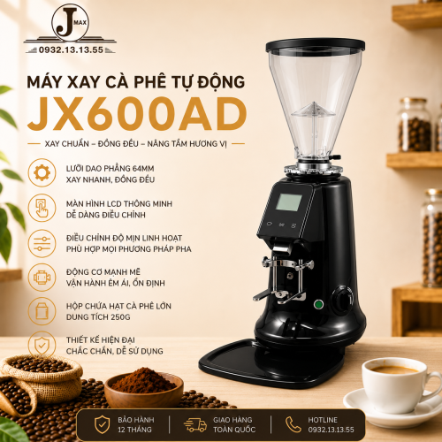 Máy Xay Cà Phê Tự Động JX600AD – Màn Hình LCD, Lưỡi Dao 64mm, Xay Chuẩn Espresso