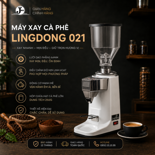Máy Xay Cà Phê LINGDONG 021 Chính Hãng – Xay Mịn, Độ Bền Cao