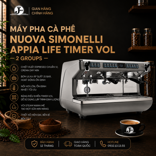 MÁY PHA CÀ PHÊ NUOVA SIMONELLI APPIA LIFE TIMER VOL – 2 GROUPS
